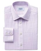 Charles Tyrwhitt Charles Tyrwhitt Classic Fit Non-iron Windowpane Check Lilac Cotton Dress Shirt Size 15/35