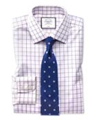  Classic Fit Non-iron Pink Multi Check Cotton Dress Shirt Single Cuff Size 15.5/34 By Charles Tyrwhitt