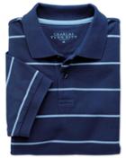 Charles Tyrwhitt Charles Tyrwhitt Blue And Sky Stripe Pique Cotton Polo Size Large