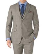 Charles Tyrwhitt Charles Tyrwhitt Grey Prince Of Wales Check Slim Fit Panama Business Suit Wool Jacket Size 36