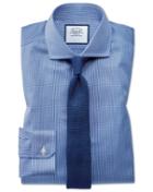  Super Slim Fit Non-iron Royal Blue Puppytooth Cotton Dress Shirt French Cuff Size 14/33 By Charles Tyrwhitt