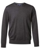  Charcoal Merino Wool Crew Neck Sweater Size Large By Charles Tyrwhitt