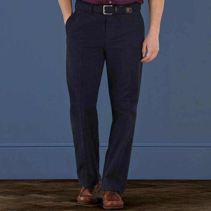 Charles Tyrwhitt Charles Tyrwhitt Navy Classic Fit Moleskin Cotton Tailored Pants Size W30 L30