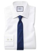  Extra Slim Fit White Cube Weave Egyptian Cotton Dress Shirt Single Cuff Size 16/33 By Charles Tyrwhitt
