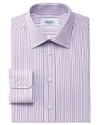 Charles Tyrwhitt Charles Tyrwhitt Classic Fit Egyptian Cotton Stripe White And Purple Dress Shirt Size 15/35