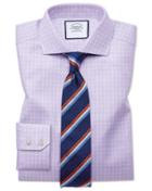  Extra Slim Fit Textured Check Lilac Cotton Dress Shirt French Cuff Size 14.5/33 By Charles Tyrwhitt