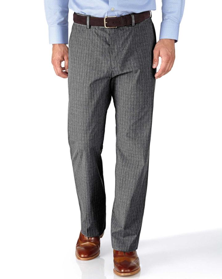 Charles Tyrwhitt Charles Tyrwhitt Grey Classic Fit Prince Of Wales Check Stretch Trousers
