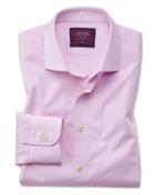  Classic Fit Pink Fine Stripe Luxury Cotton Dress Shirt Single Cuff Size 15.5/35 By Charles Tyrwhitt