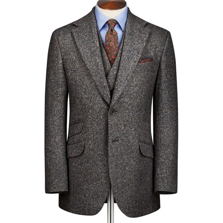 Charles Tyrwhitt Charles Tyrwhitt Grey Slim Fit Donegal Tweed Wool Jacket Size 36