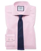  Extra Slim Fit Non-iron Cotton Stretch Oxford Pink Dress Shirt Single Cuff Size 14.5/33 By Charles Tyrwhitt