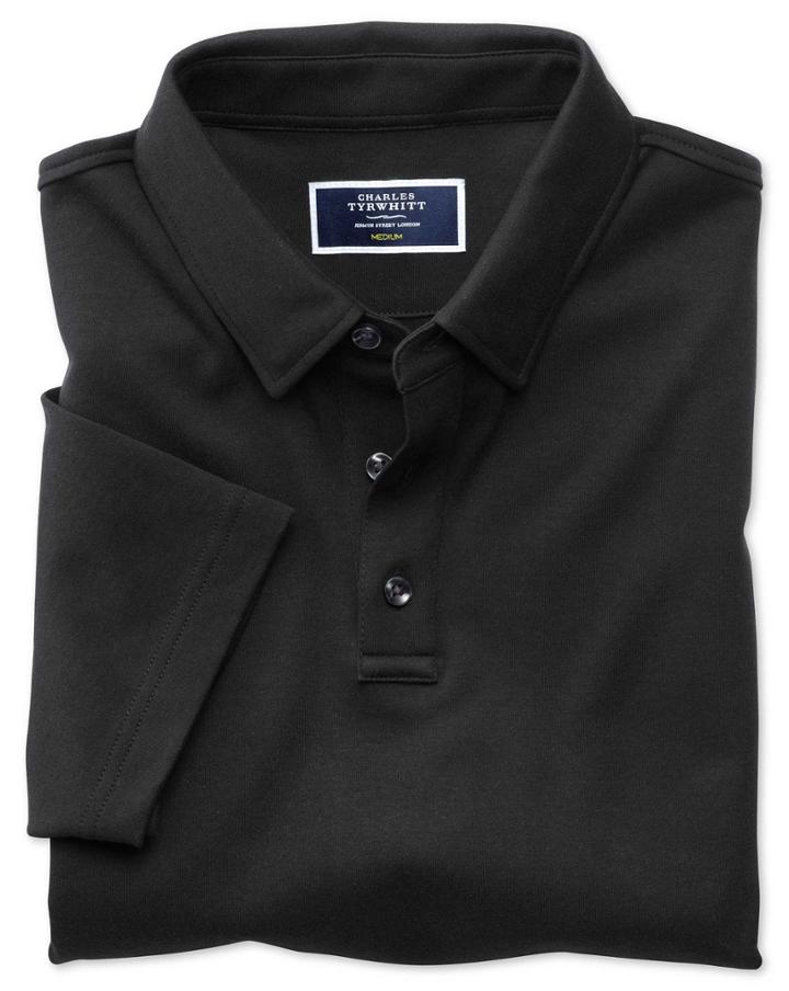 Black Jersey Cotton Polo Shirt Size Large By Charles Tyrwhitt