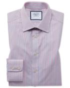  Extra Slim Fit Egyptian Cotton Poplin Multi Pink Stripe Dress Shirt Single Cuff Size 14.5/32 By Charles Tyrwhitt