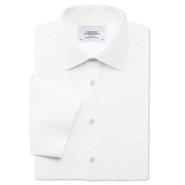 Charles Tyrwhitt Charles Tyrwhitt White Poplin Non-iron Short Sleeve Slim Fit Shirt (15)
