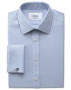 Charles Tyrwhitt Charles Tyrwhitt Classic Fit Non-iron Honeycomb Sky Blue Cotton Dress Shirt Size 15/35