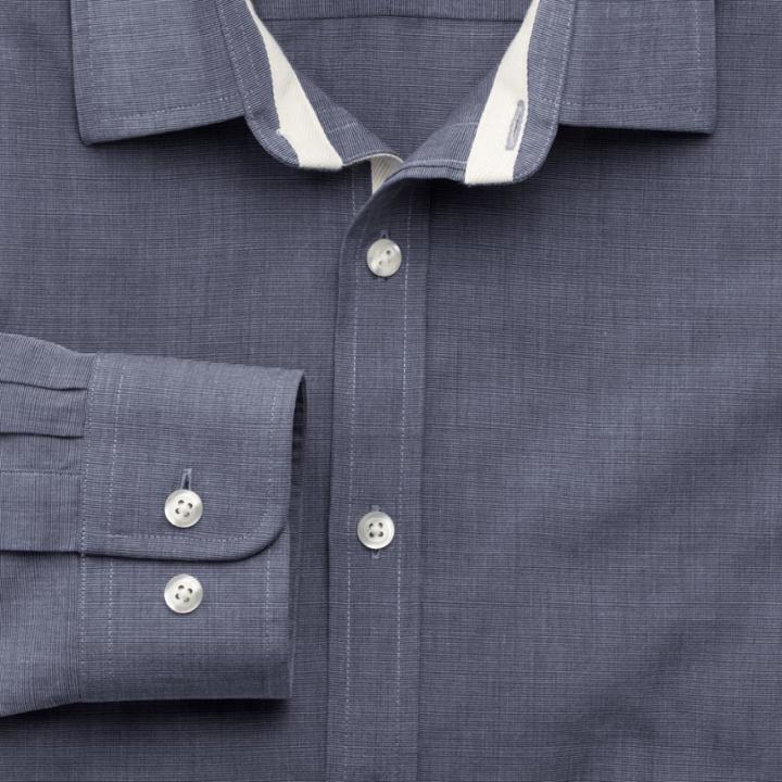 Charles Tyrwhitt Charles Tyrwhitt Extra Slim Fit Navy End-on-end Cotton Dress Shirt Size Xxl