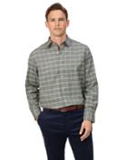  Classic Fit Grey Prince Of Wales Check Cotton With Tencel&trade; Single Cuff Size Small By Charles Tyrwhitt