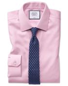  Super Slim Fit Non-iron Pink Arrow Weave Cotton Dress Shirt French Cuff Size 14/33 By Charles Tyrwhitt