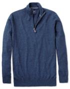  Indigo Cotton Cashmere Zip Neck Cotton/cashmere Sweater Size Medium By Charles Tyrwhitt