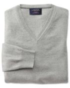Charles Tyrwhitt Light Grey Cotton Cashmere V-neck Cotton/cashmere Sweater Size Xxl By Charles Tyrwhitt