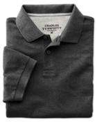 Charles Tyrwhitt Charcoal Pique Cotton Polo Size Large By Charles Tyrwhitt