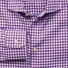 Charles Tyrwhitt Slim Fit Semi-spread Collar Business Casual Dobby Check Purple Egyptian Cotton Dress Shirt Single Cuff Size 16/35 By Charles Tyrwhitt