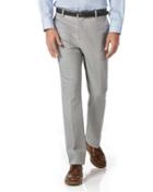  Silver Slim Fit Stretch Non-iron Cotton Tailored Pants Size W34 L34 By Charles Tyrwhitt