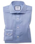  Extra Slim Fit Non-iron Cotton Stretch Oxford Blue Dress Shirt Single Cuff Size 14.5/32 By Charles Tyrwhitt