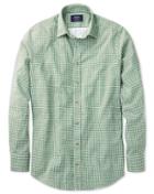 Charles Tyrwhitt Charles Tyrwhitt Slim Fit Green Geometric Print Cotton Dress Shirt Size Large