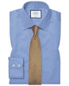  Classic Fit Non-iron Blue Royal Panama Cotton Dress Shirt Single Cuff Size 15/34 By Charles Tyrwhitt