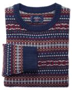 Charles Tyrwhitt Navy Multi Fairisle Crew Neck Wool Sweater Size Large By Charles Tyrwhitt