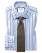  Slim Fit Sky Blue Multi Stripe Egyptian Cotton Dress Shirt French Cuff Size 14.5/33 By Charles Tyrwhitt