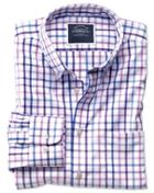 Charles Tyrwhitt Classic Fit Button-down Non-iron Poplin Lilac Multi Check Cotton Casual Shirt Single Cuff Size Medium By Charles Tyrwhitt