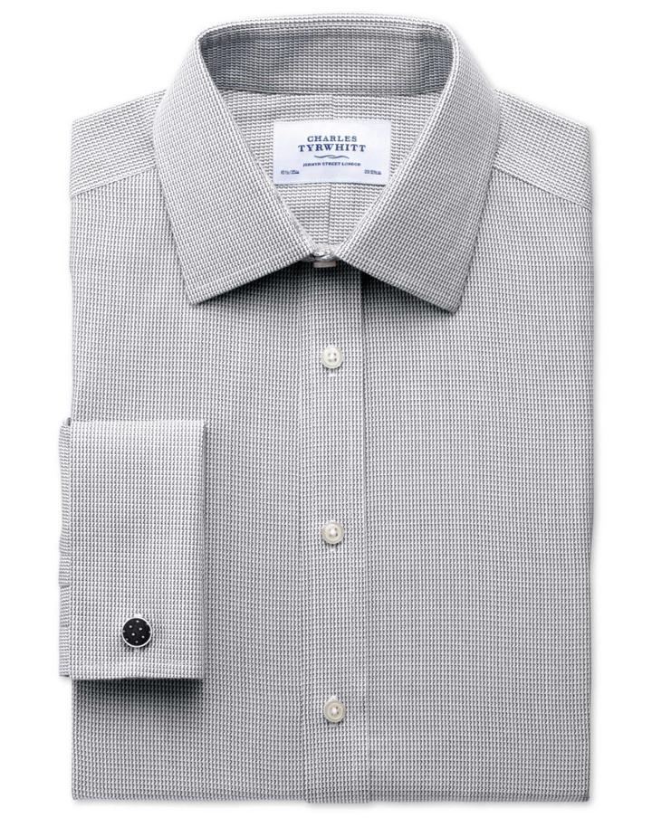 Charles Tyrwhitt Classic Fit Non-iron Grey Cotton Dress Shirt French Cuff Size 15/33 By Charles Tyrwhitt