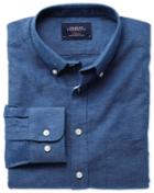 Charles Tyrwhitt Slim Fit Blue Cotton Linen Cotton/linen Casual Shirt Single Cuff Size Medium By Charles Tyrwhitt