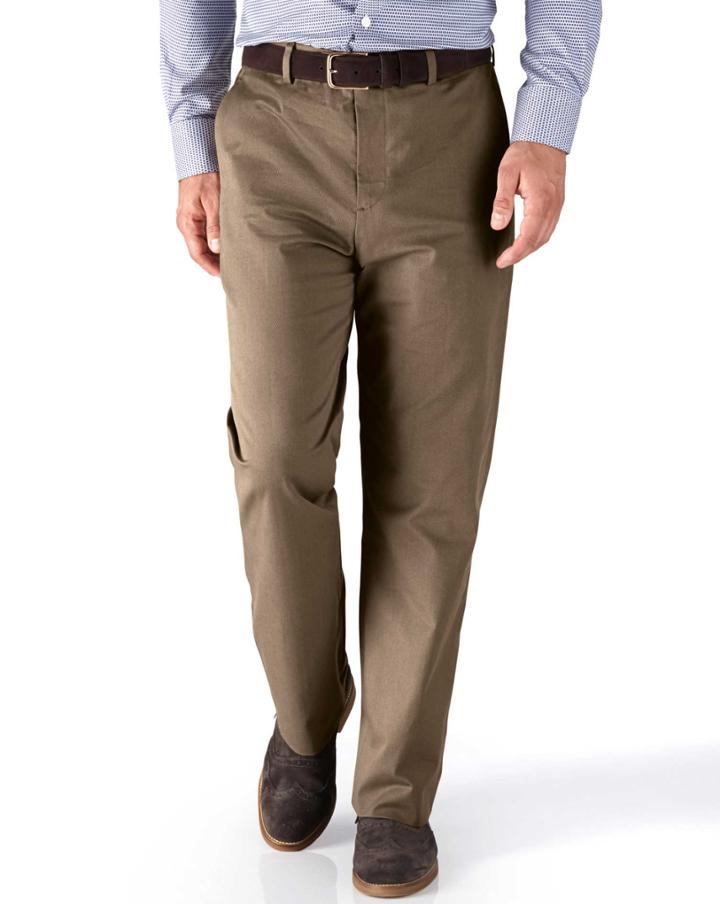 Charles Tyrwhitt Tan Classic Fit Stretch Cavalry Twill Pants Size W32 L30 By Charles Tyrwhitt