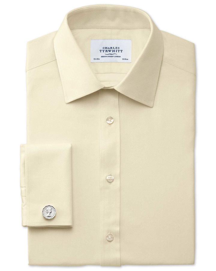 Charles Tyrwhitt Charles Tyrwhitt Extra Slim Fit Egyptian Cotton Cavalry Twill Yellow Dress Shirt Size 14.5/32