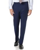 Charles Tyrwhitt Indigo Blue Slim Fit Panama Puppytooth Business Suit Wool Pants Size W32 L32 By Charles Tyrwhitt