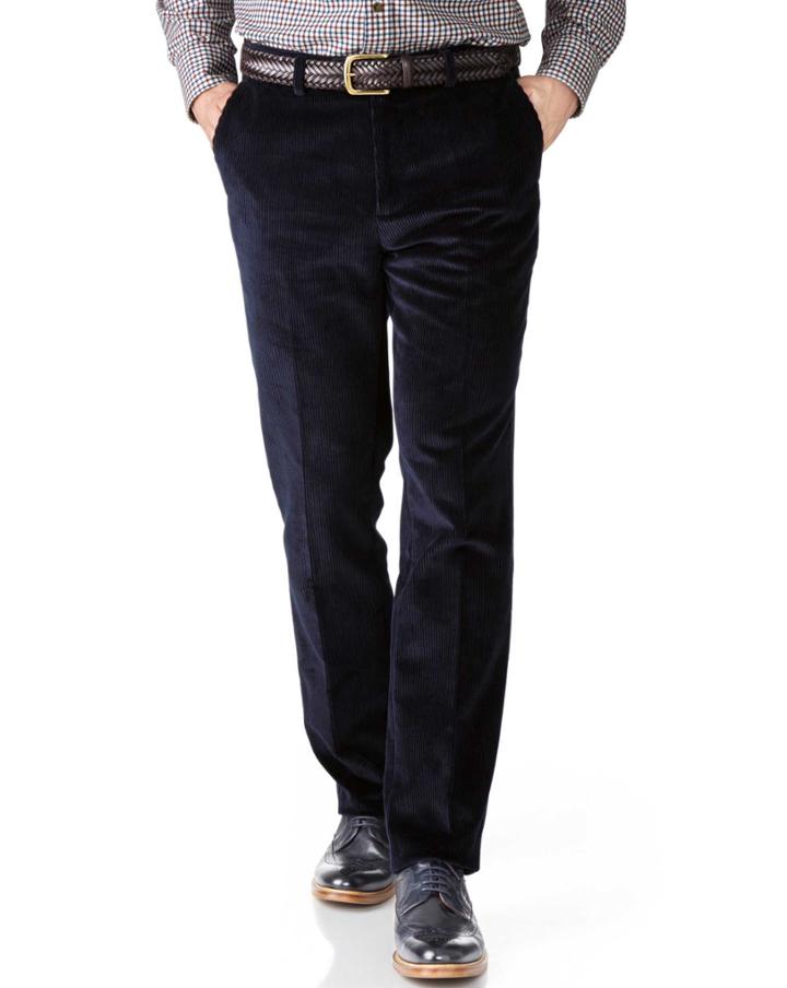  Navy Slim Fit Jumbo Cord Trousers Size W30 L32 By Charles Tyrwhitt