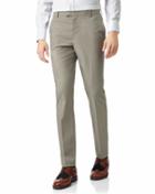  Stone Non-iron Stretch Textured Cotton Tailored Pants Size W32 L32 By Charles Tyrwhitt