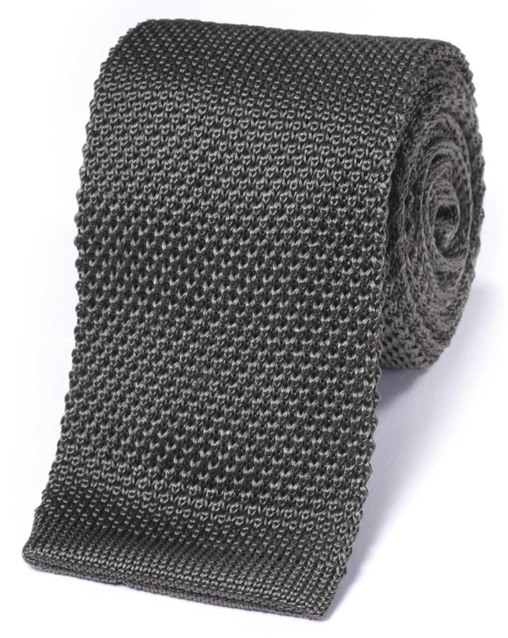 Charles Tyrwhitt Grey Silk Slim Knitted Classic Tie By Charles Tyrwhitt