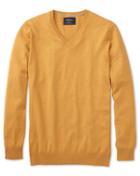 Charles Tyrwhitt Charles Tyrwhitt Yellow Cotton Cashmere V-neck Cotton/cashmere Sweater Size Large