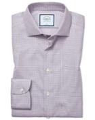  Extra Slim Fit Non-iron Natural Stretch Textures Pink And Navy Cotton Dress Shirt Single Cuff Size 14.5/32 By Charles Tyrwhitt