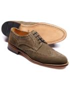 Charles Tyrwhitt Charles Tyrwhitt Beige Medlyn Suede Wing Tip Brogue Derby Shoes Size 11.5