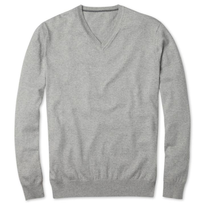 Charles Tyrwhitt Charles Tyrwhitt Silver Grey Cotton Cashmere V Neck Sweater (l)