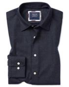  Extra Slim Fit Navy Honeycomb Soft Washed Textured Cotton Casual Shirt Single Cuff Size Large By Charles Tyrwhitt