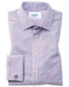 Charles Tyrwhitt Slim Fit Non-iron Grid Check Multi Cotton Dress Shirt French Cuff Size 14.5/33 By Charles Tyrwhitt
