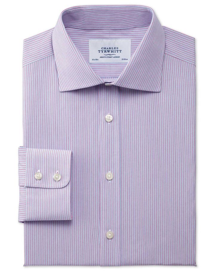 Charles Tyrwhitt Charles Tyrwhitt Slim Fit Semi-cutaway Collar Stretch Blue And Red Shirt