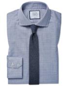  Extra Slim Fit Cutaway Collar Non-iron Cotton Stretch Navy Dress Shirt Single Cuff Size 14.5/33 By Charles Tyrwhitt
