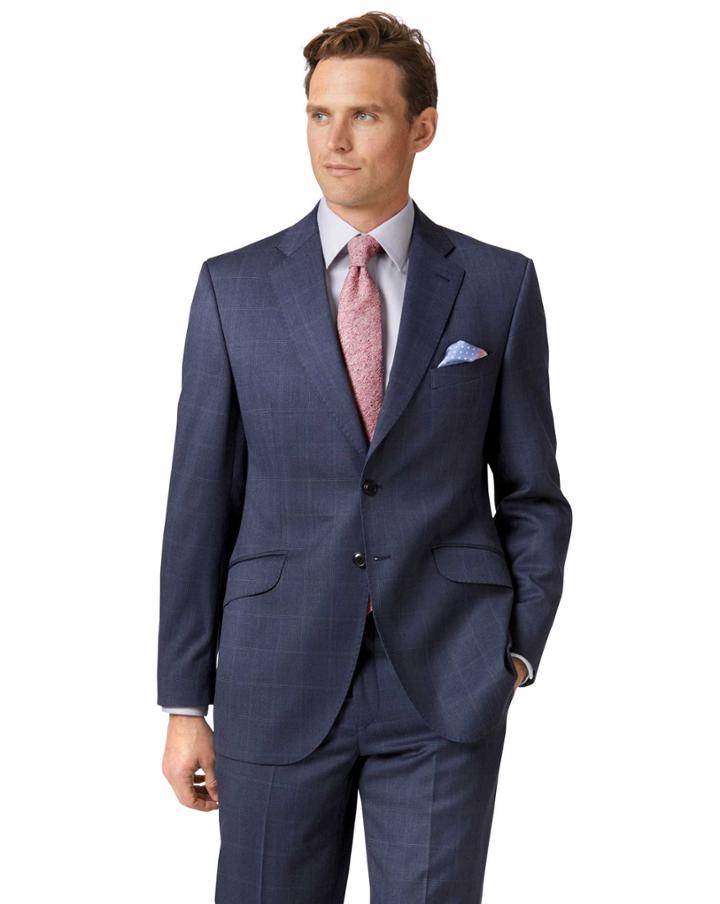  Airforce Blue Classic Fit Italian Suit Wool Jacket Size 38 By Charles Tyrwhitt