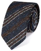 Charles Tyrwhitt Dark Blue Wool Mix Rustic Stripe Luxury Tie By Charles Tyrwhitt